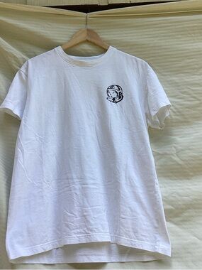 Billionaire Boys Club White Crewneck Tee with Black Helmet Logo, size medium